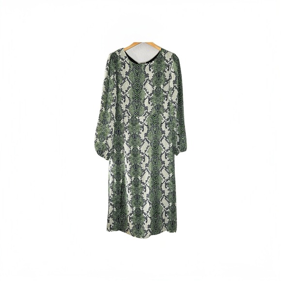 NWT Anthropologie‎ Glamorous Green Snakeskin Print Midi Dress Size Medium - Picture 5 of 15